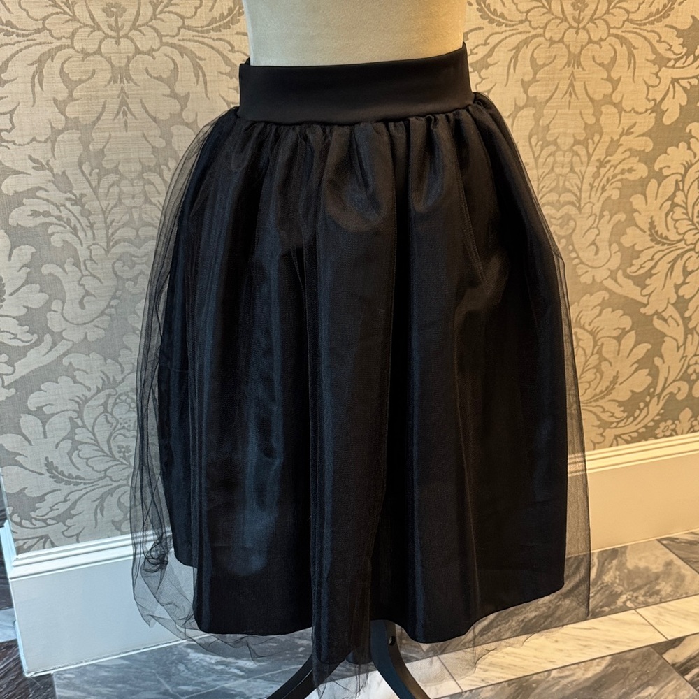 Chic Black Tulle A-Line Skirt
